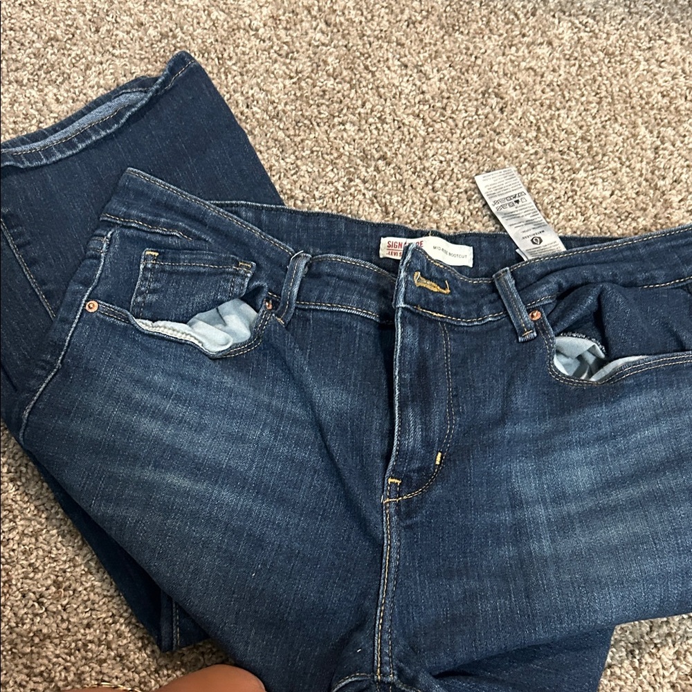Signature by Levi Strauss Dark Blue Straight Leg Jeans